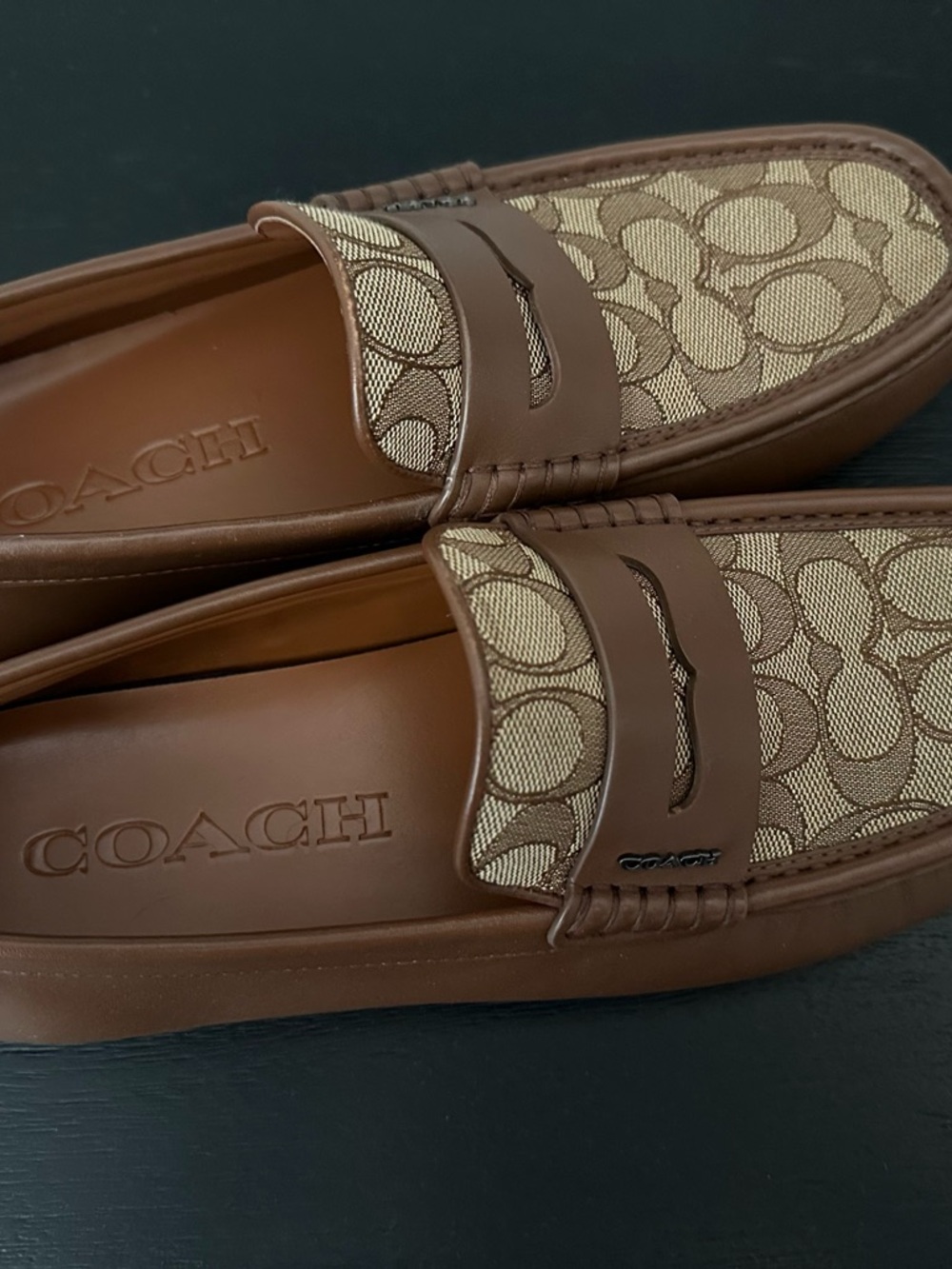 Coach Men's Brown Signature Canvas Loafers